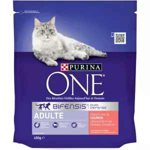 Croquettes pour chat adulte au saumon 450 g - PURINA ONE