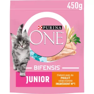 Croquettes pour chat Junior, poulet & céréales 450 g - PURINA ONE