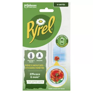 Piège Anti-Mouches Stickers Fenêtres Coquelicot Rouge Sans Parfum x6 - PYREL