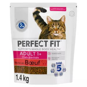 Croquettes Pour Chat Stérilisé Riche En Bœuf 1,4kg - Perfect Fit