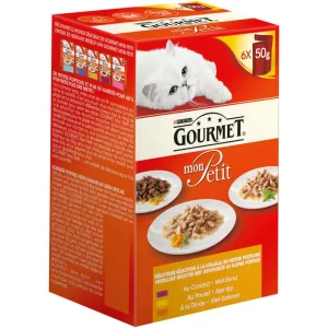 बत्तख/मुर्गी/टर्की बिल्ली का खाना 6x50 ग्राम - PURINA GOURMET