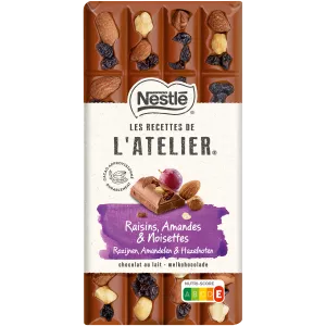 Maziwa ya zabibu ya chokoleti ya maziwa, mlozi na hazelnuts 170g - LES RECETTES DE L’ATELIER NESTLÉ