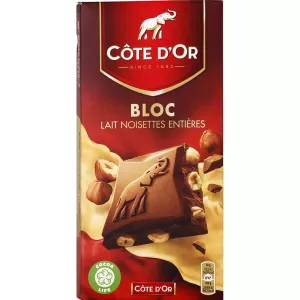 Tablette de chocolat lait noisettes entières 180g - COTE D'OR
