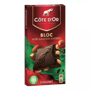 Tablette de chocolat noir amandes entières 180g - COTE D'OR