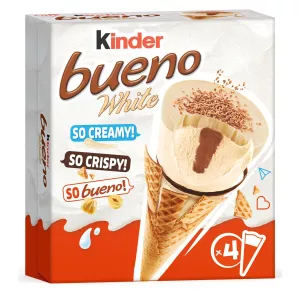 Glace cône Chocolat Blanc x4 - KINDER