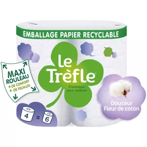 Papier toilette douceur fleur de coton x4 - LE TREFLE