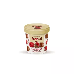 Framboises enrobées au Chocolat Blanc et Chocolat au Lait 150g - FRANUI