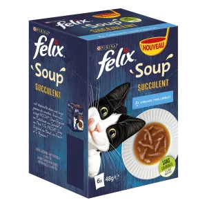 Soupe Pour Chat Adulte Au Cabillaud, Au Thon & Carrelet 6x48g - PURINA FELIX