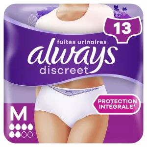 Culottes Fuites Urinaires Proctection Integrale Taille M Blanc Discreet x13 - ALWAYS