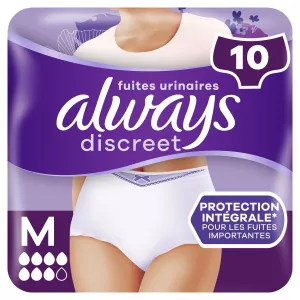 Culottes Fuites Urinaires Protection Intégrale Taille M Blanc Discreet x10 - ALWAYS
