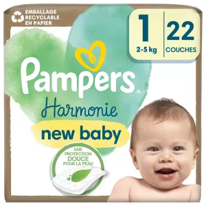 Couches Harmonie New Baby T1 (2-5 Kg) X22 - PAMPERS