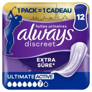 Serviettes Hygiéniques Fuites Urinaires Ultimate Active Extra Sûre Discreet x12 - ALWAYS