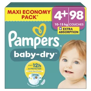 Couches Bébés Baby-Dry 10-15kg Taille 4+ - PAMPERS