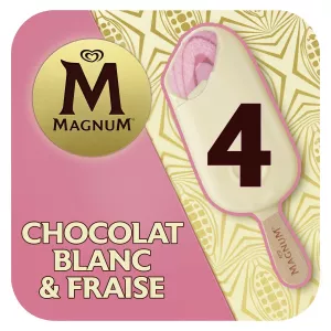 ストロベリーホワイトチョコレートアイスクリームスティック×4 - Magnum