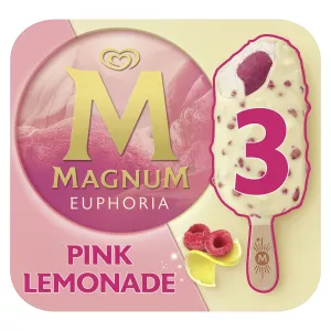 Ndimu, Fimbo ya Ice Cream Yenye ladha ya Raspberry na Pipi Zinazong'aa X3 - MAGNUM