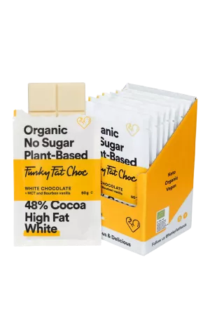 Biologische witte chocoladerepen, x10 - FUNKY FAT CHOC