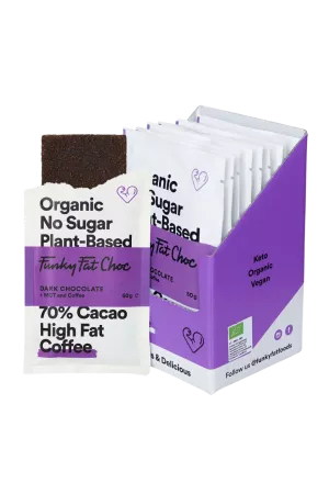 Barras de chocolate orgánico sabor café, x10 - FUNKY FAT CHOC