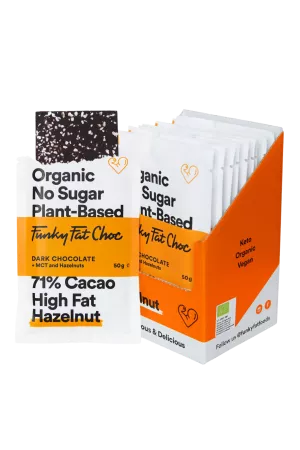 हेज़लनट फ्लेवर ऑर्गेनिक चॉकलेट बार्स, x10 - FUNKY FAT CHOC
