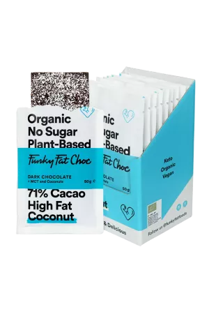 Organic Coconut Flavor Chocolate Bars, x10 - FUNKY FAT CHOC