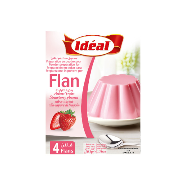 Flan Sucré Fraise 50g - IDEAL