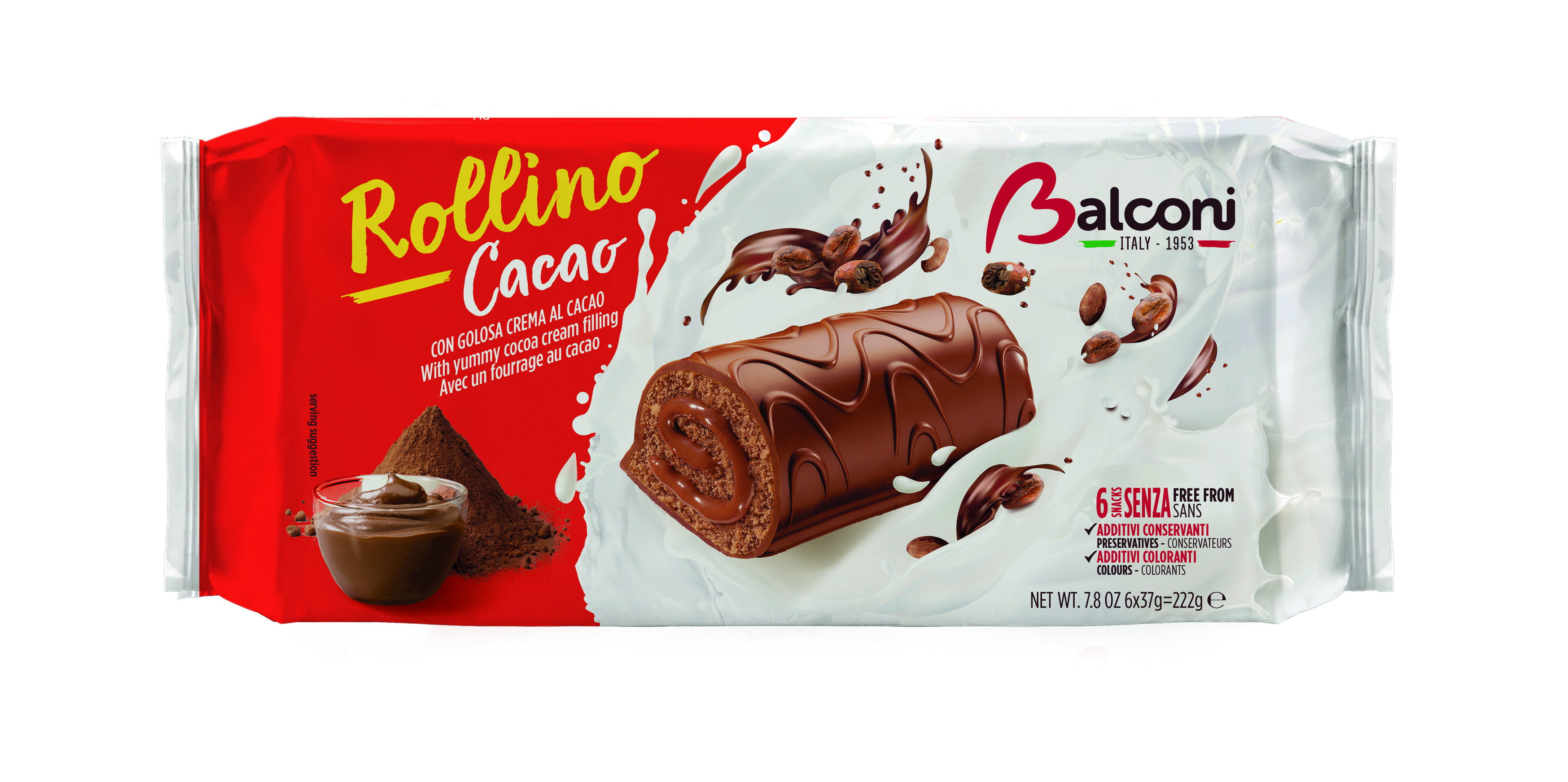 Gâteau Rollino Cacao 6x37g - BALCONI