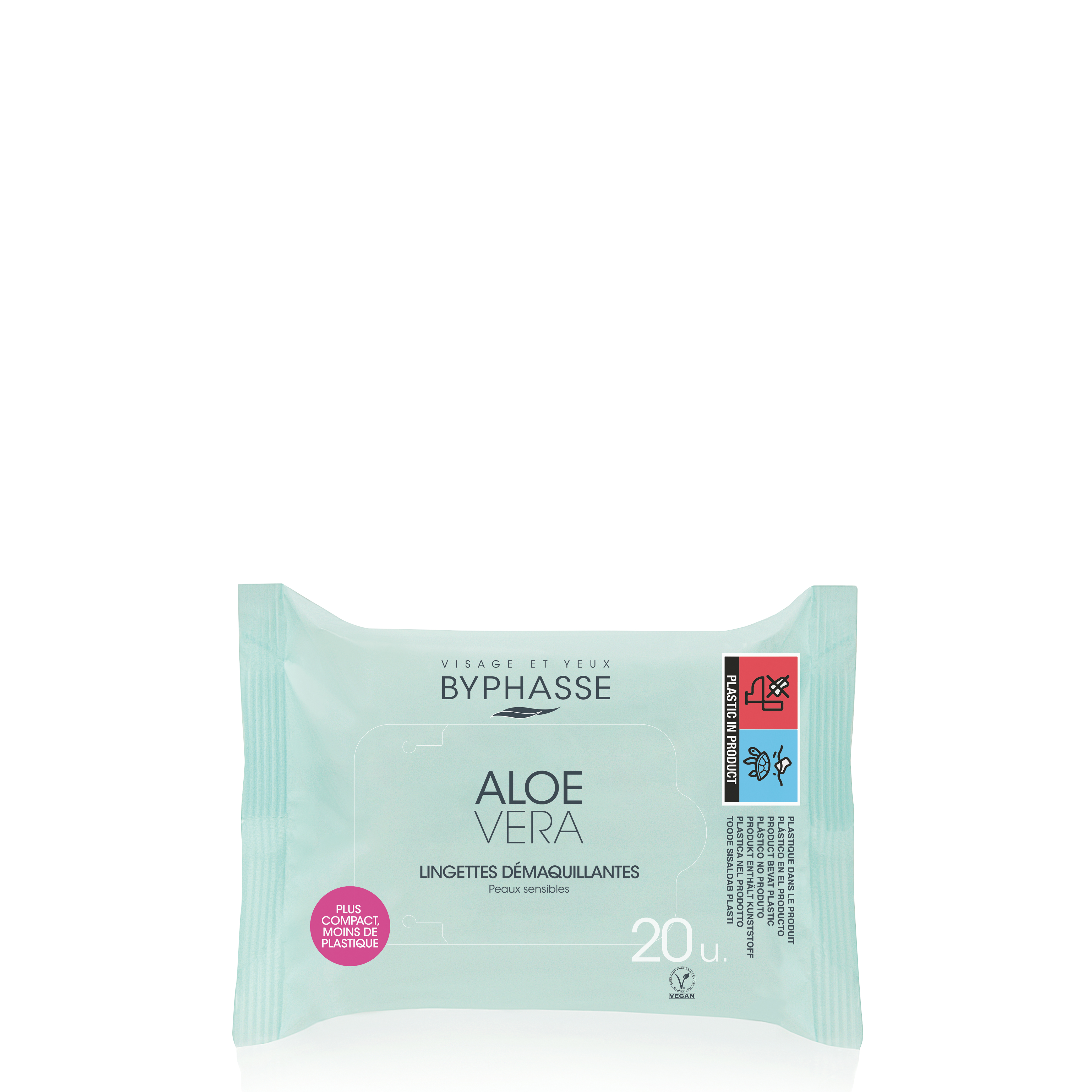 Lingettes Démaquillantes à L'aloe Vera Peaux Sensibles 20u. - BYPHASSE