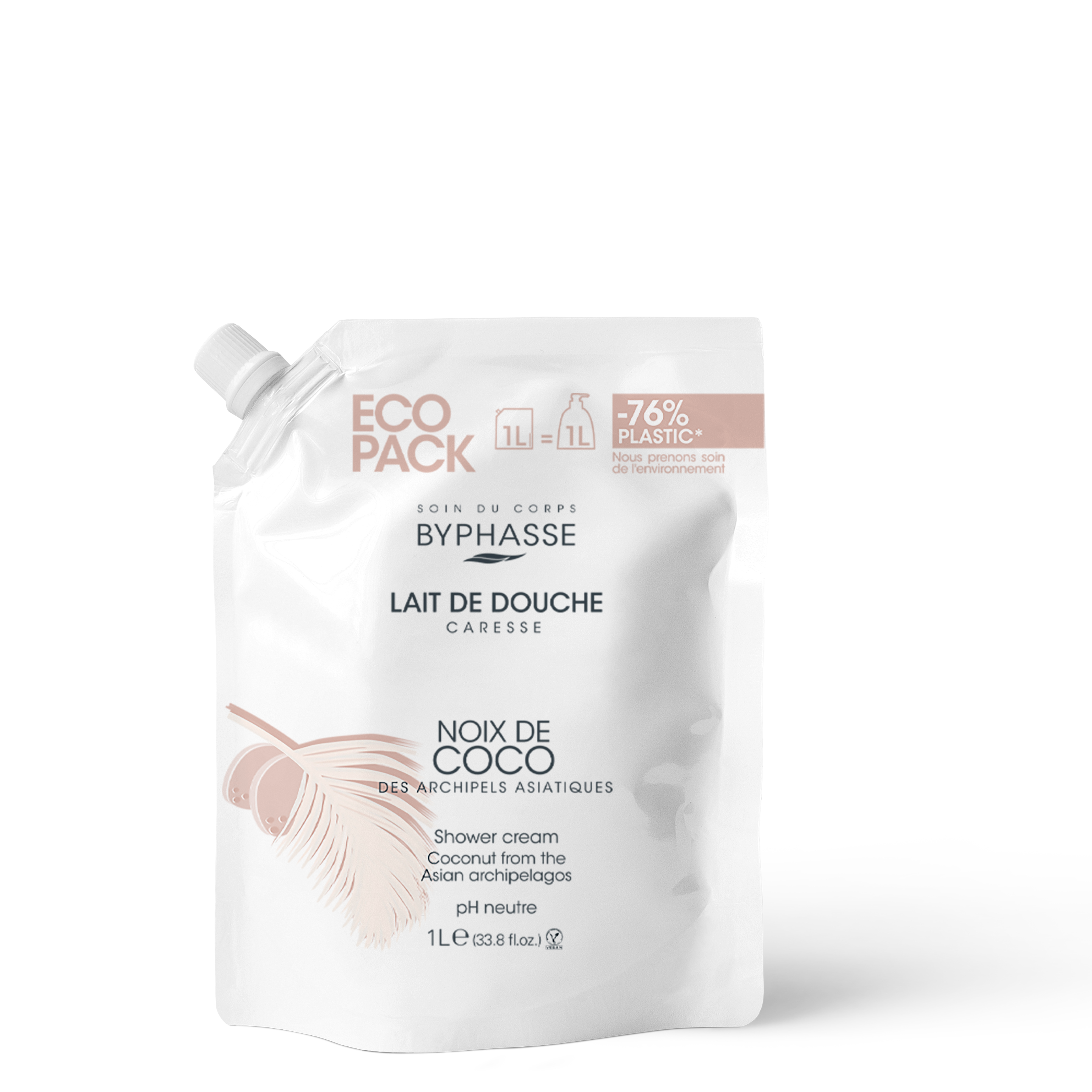 Ecopack Caresse Lait De Douche Noix De Coco 1l