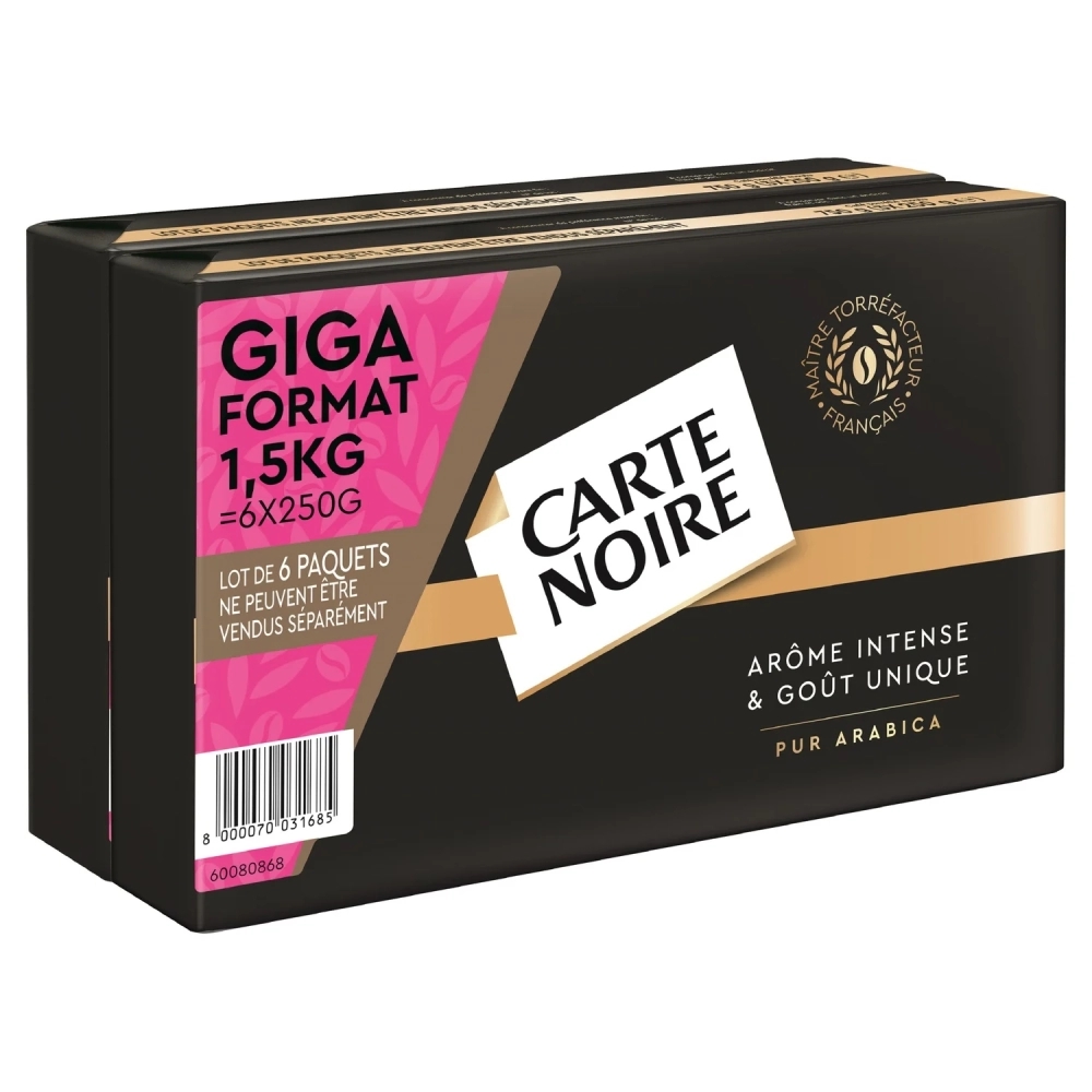 CAFE MOULU Carte Classique Pure Arabica 6x250g - CARTE NOIRE