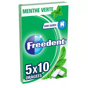 Green Mint kutafuna gum bila sukari; 5x10 Dragés - FREEDENT