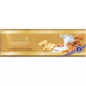 Uswisi wa Uswisi wa Chokoleti Nyeupe ya Almond 300g - LINDT