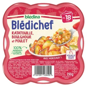 Plat bébé dès 18mois ratatouille, boulghour & poulet Blédichef la barquette de 250g - BLÉDINA