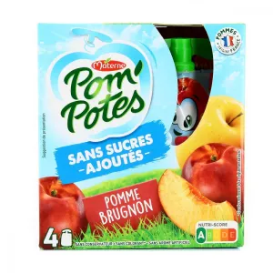 Compote de pomme brugnon 4x90g - POM' POTES