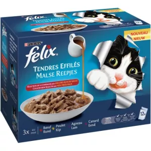 Treats for adult cats with beef, chicken and lamb 12x85g - PURINA FELIX
