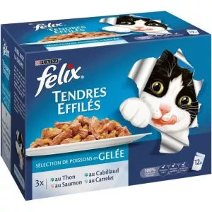 Felix Effilés en gelée pour chat adulte sélection poissons x12 - PURINA