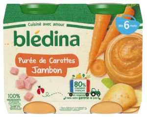 Petits Pots Puree Carotte Jambon 2x200 - BLEDINA