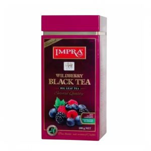 Impra, Black Tea, Flavoured Wildberry âwith Natural Piecesâ Big Leaf, 200gx6, Square Metal Caddy