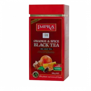 Impra, Black Tea, Flavoured Orange And Spice âwith Natural Piecesâ Big Leaf, 200gx6, Square Metal Caddy