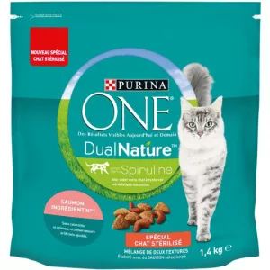 Croquettes pour chat adulte stérilisé au saumon & spiruline 1,4kg - PURINA ONE