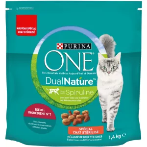 Croquettes pour chat adulte stérilisé à la Spiruline & Bœuf 1,4kg - PURINA ONE
