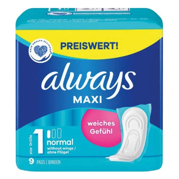 ASSETTI IGIENICI ALWAYS MAXI CLASSIC 9 PZ NORMALI SENZA ALI MISURA 1 - ALWAYS