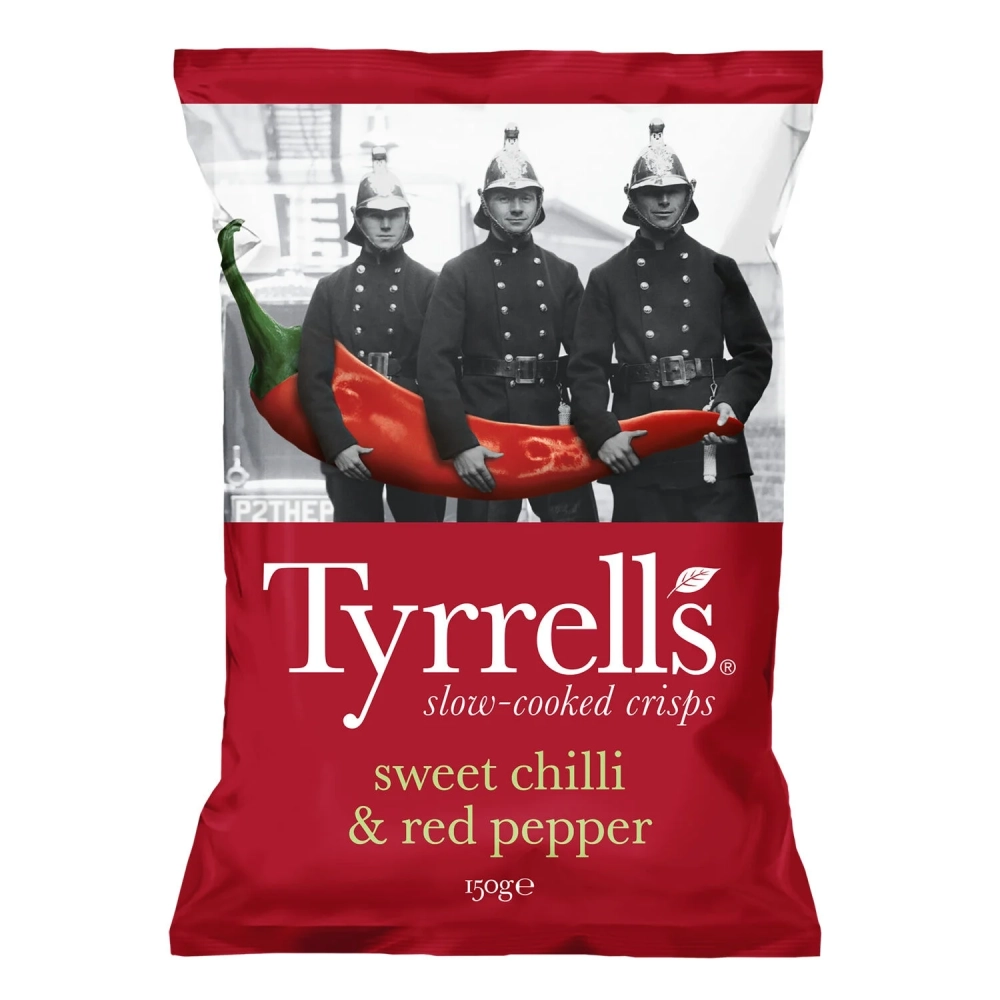 Zoete chili- en peperaardappelchips, 150 g - TYRRELLS