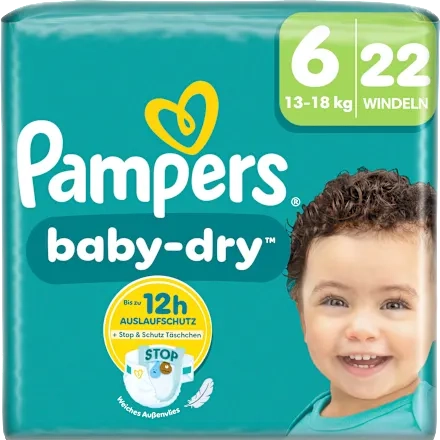 Couches Baby-dry T6 (13-18 Kg) X22 - PAMPERS
